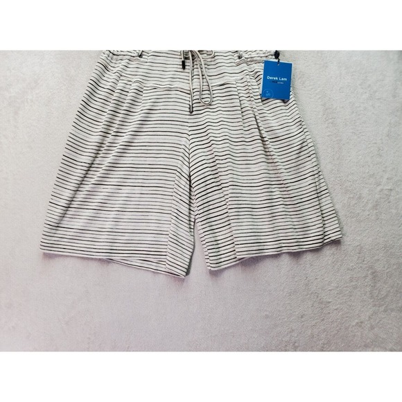 Derek Lam Shorts Women's Small Tan Striped Rayon Pocket Elastic Waist Drawstring - Picture 3 of 8